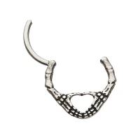 Skeleton Hand Heart Septum Ring - 16 Gauge