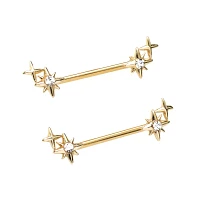 Goldtone Star Nipple Barbells - 14 Gauge