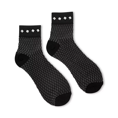 Fishnet Stud Crew Socks