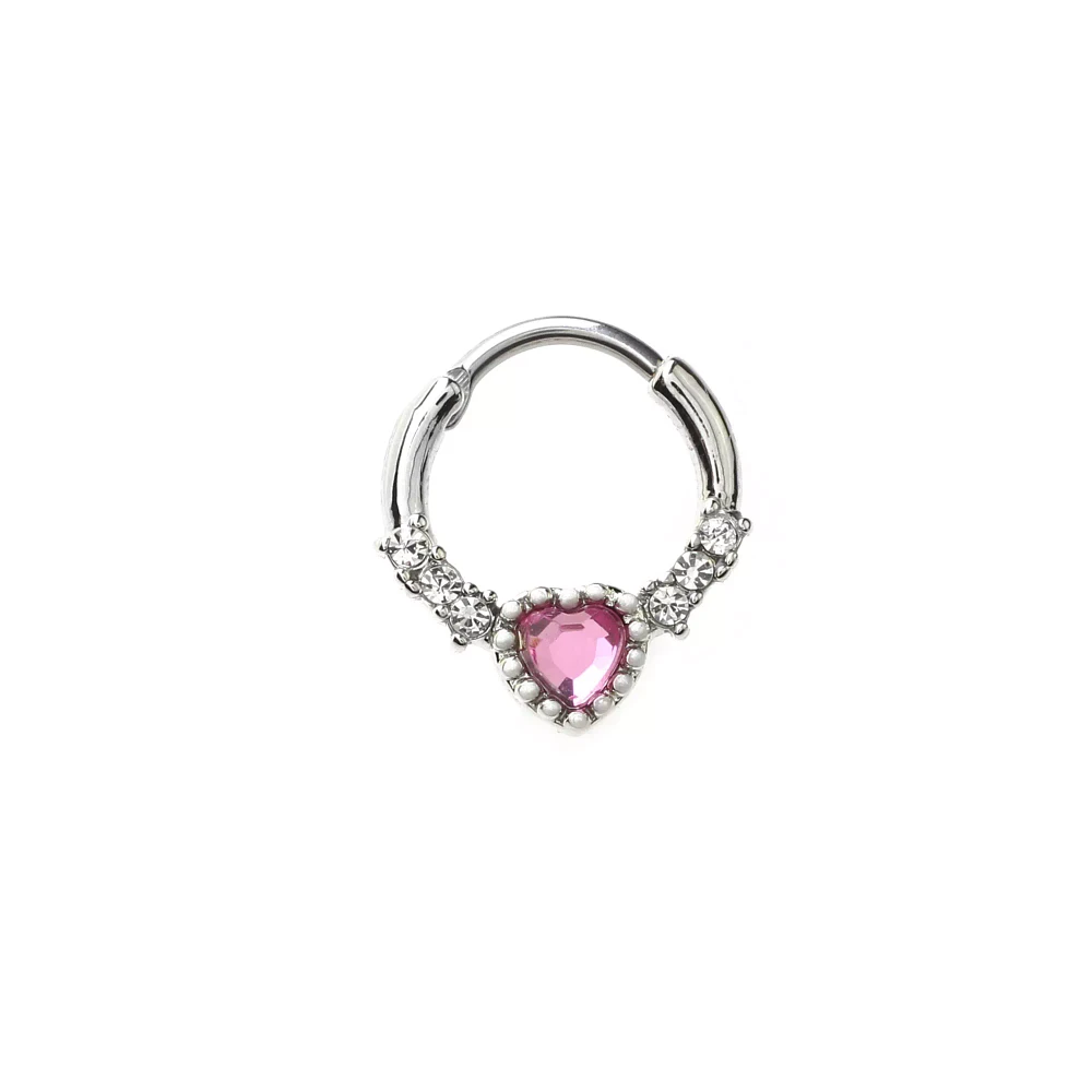 Pink Gem Septum Ring - 16 Gauge