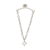 CZ Helix Dangle Chain Earring - 18 Gauge