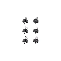 Multi-Pack Prong CZ Black Stud Earrings - 3 Pair