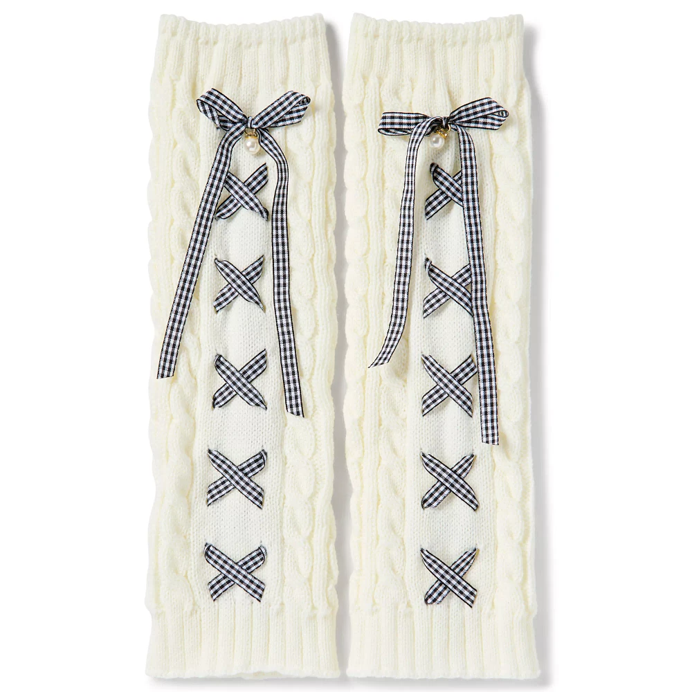 White Lace-Up Leg Warmers