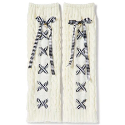 White Lace-Up Leg Warmers