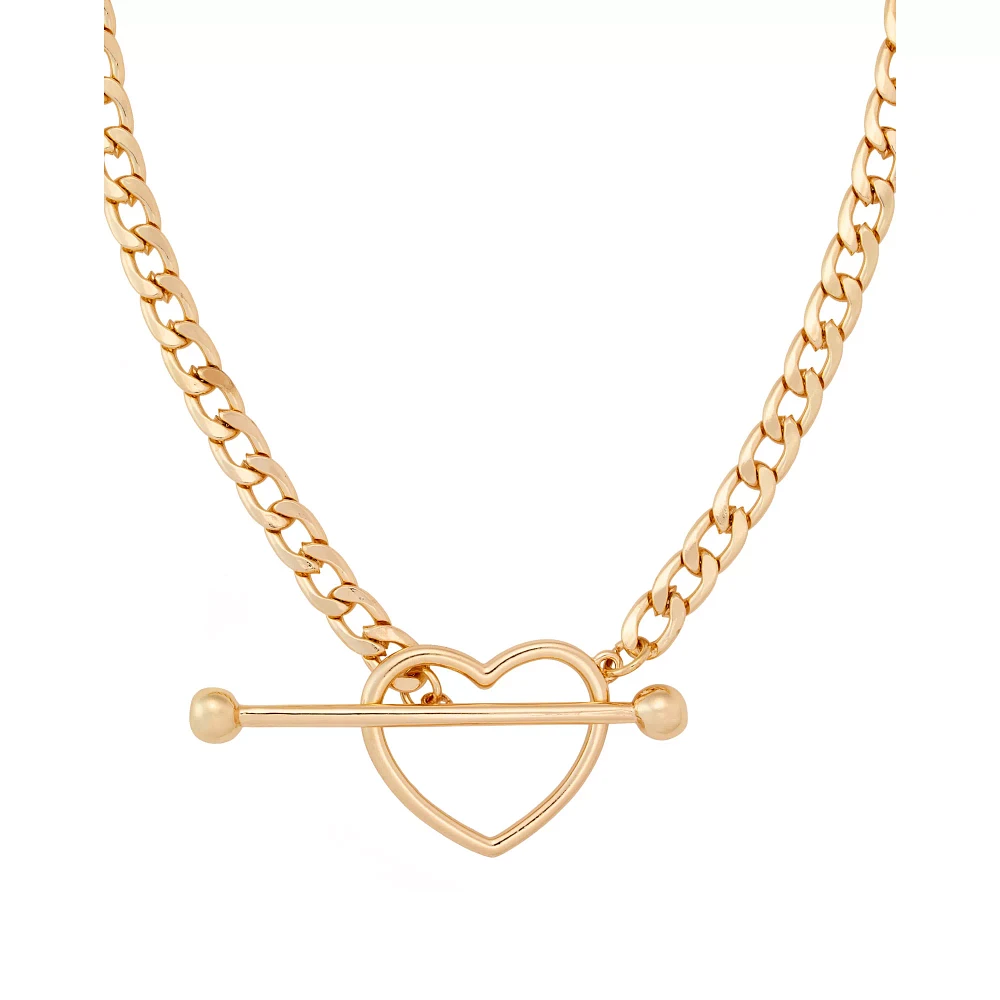 Kayla Malecc Rose Gold Heart Toggle Barbell Choker Necklace