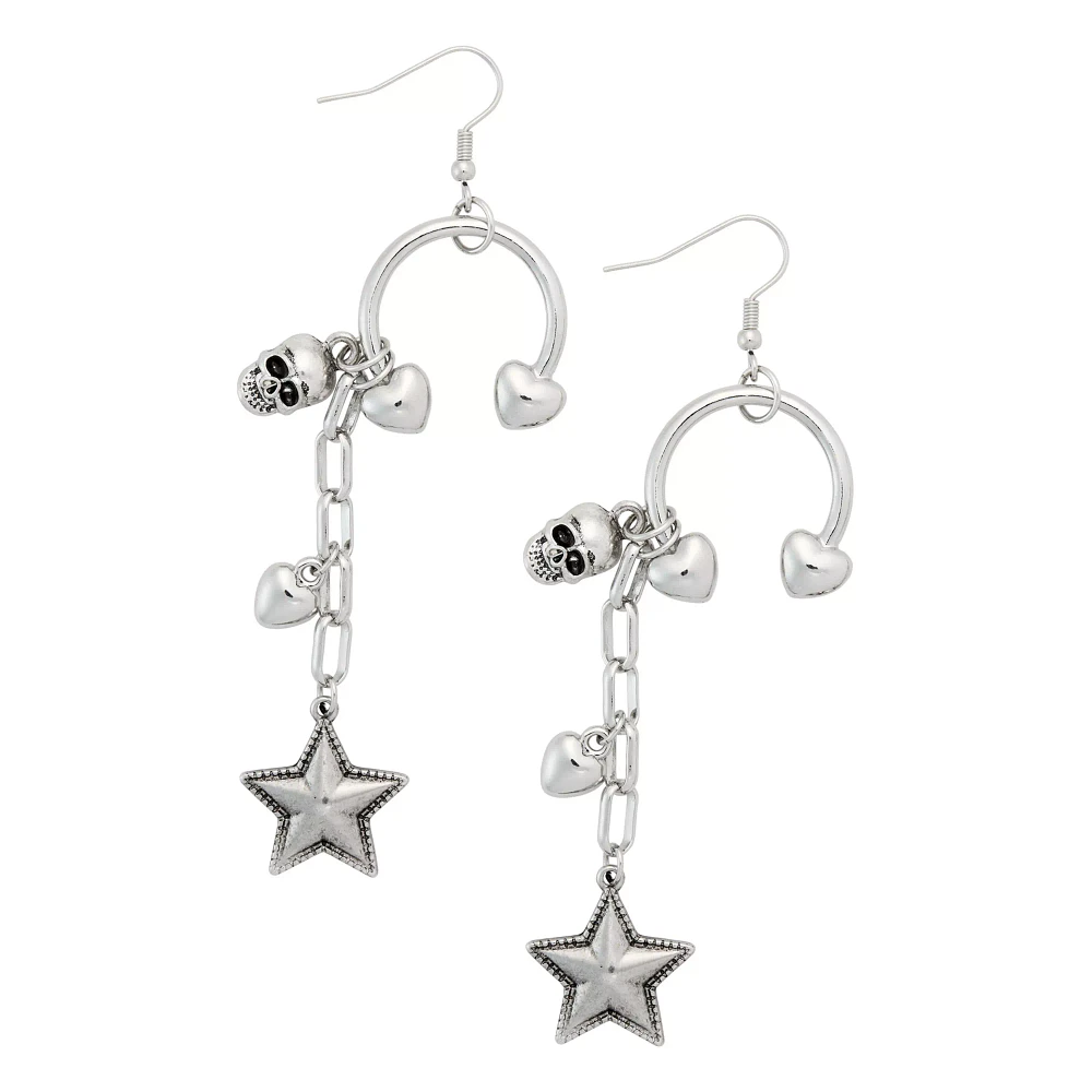 Kayla Malecc Horseshoe Skull Dangle Earrings