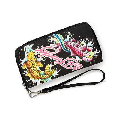 Ed Hardy Koi Fish Zip Wallet