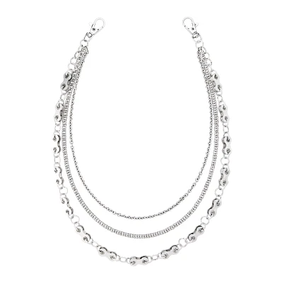 Silver Bike Chain Layered Wallet Chain