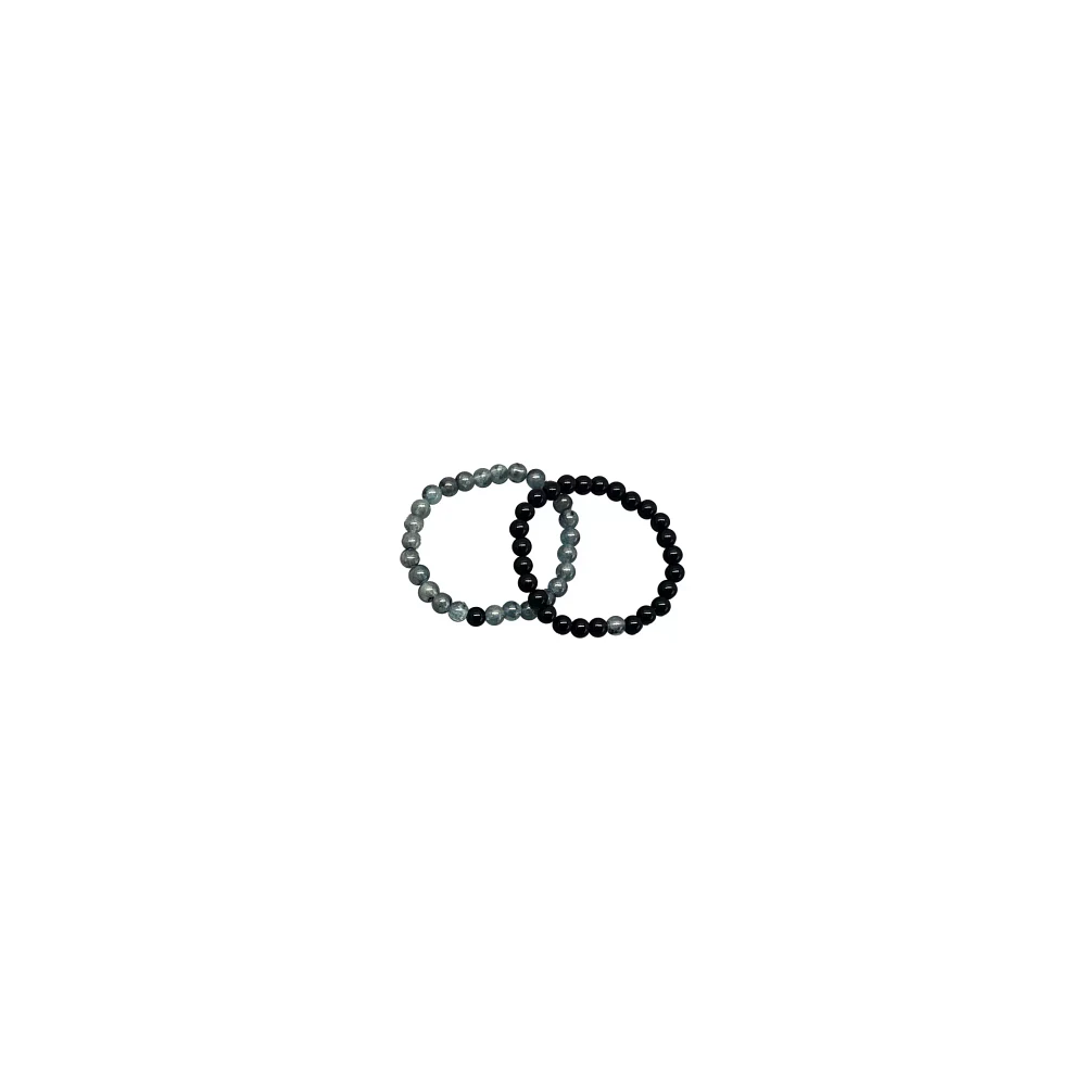 Icy Blue and Black Long Distance Beaded Bracelets – 2 Pack