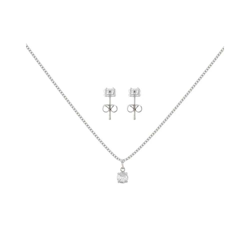 CZ April Birthstone Necklace and Stud Earring Set