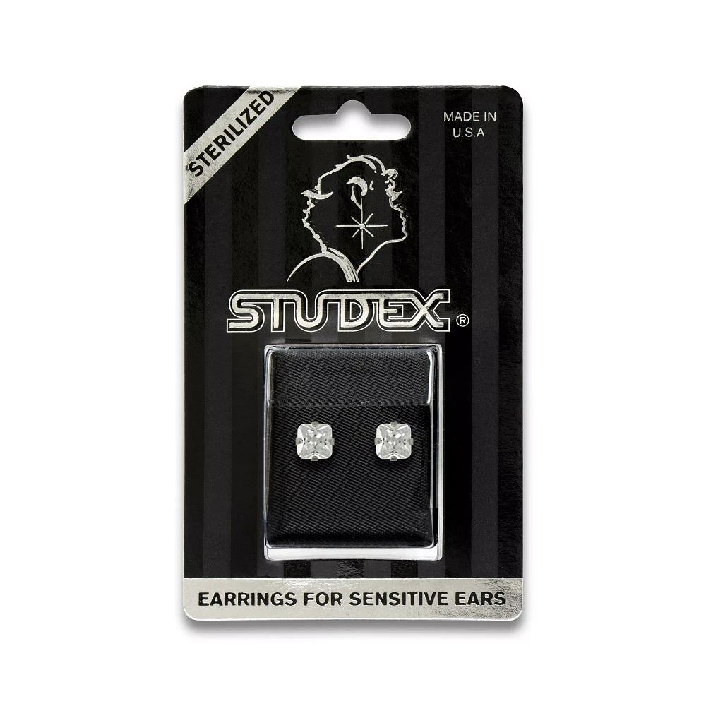 Studex Silvertone CZ Sterilized Stud Earrings - 6mm