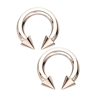 Spike Horseshoe Silver-Tone Rings - 2 Pack