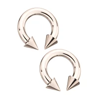 Spike Horseshoe Silver-Tone Rings - 2 Pack