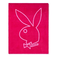 Playboy Pink Check Reversible Fleece Blanket