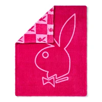 Playboy Pink Check Reversible Fleece Blanket