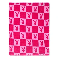 Playboy Pink Check Reversible Fleece Blanket