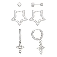 Multi-Pack Stud and Star Hoop Earrings 3 Pair - 18 Gauge