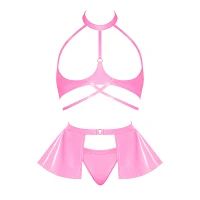 Pink Halter Top and Skirt Set