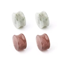Multi-Pack Brown and White Quartz Double Flared Plugs 4 Pack