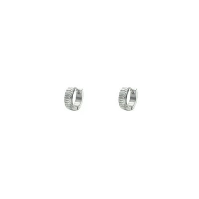 Silvertone Thick Huggie Hoop Earrings
