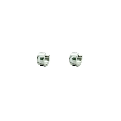 Silvertone Moon Thick Huggie Hoop Earrings