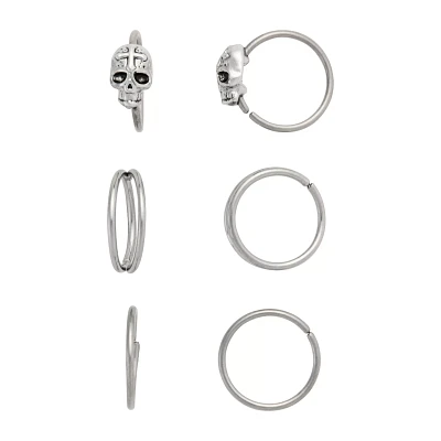 Multi-Pack Skull and Illusion Double Hoops 6 Pack - 20 Gauge