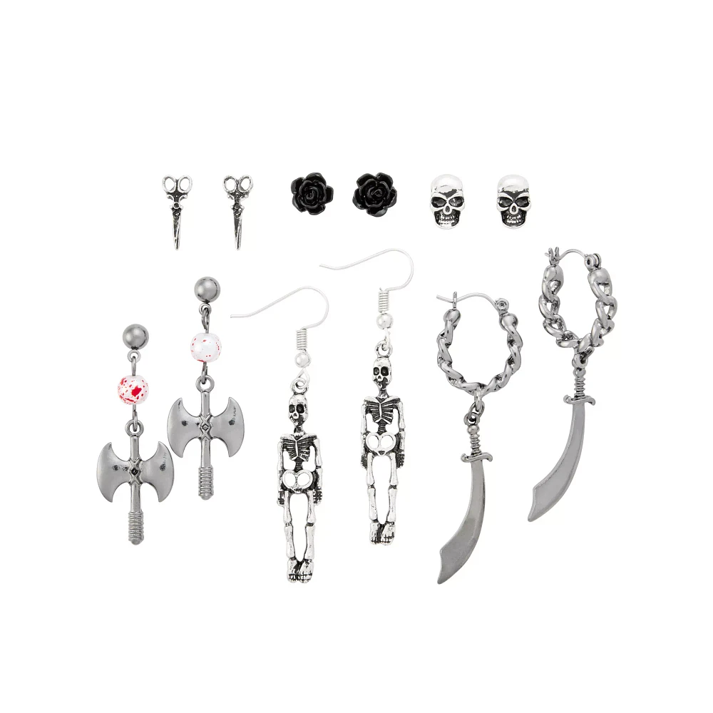 Multi-Pack Gothic Weaponry Studs and Dangle Earrings - 6 Pair