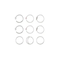 Multi-Pack Pink and Clear CZ Heart Nose Hoops 9 Pack - 20 Gauge