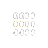 Multi-Pack CZ Flower Silvertone Goldtone Hoop and Half Hoop Nose Rings 12 Pack - 20 Gauge