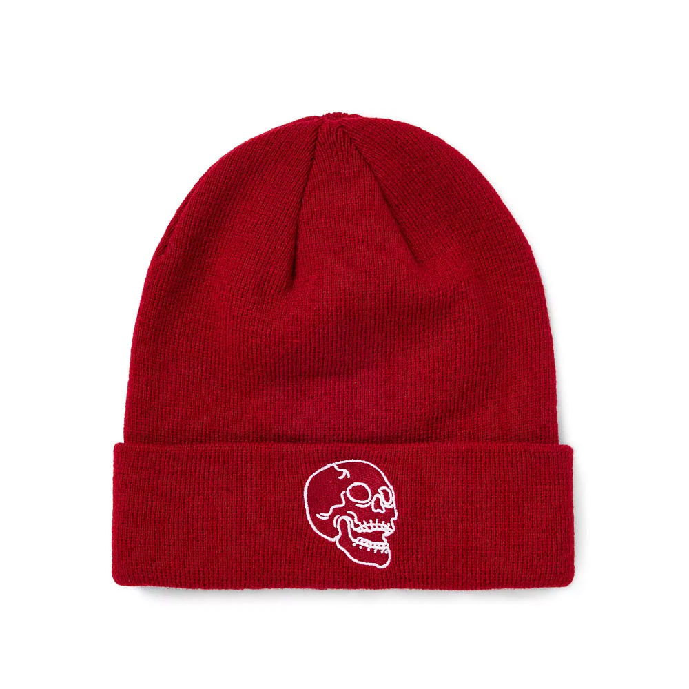 Red Skull Cuff Beanie Hat