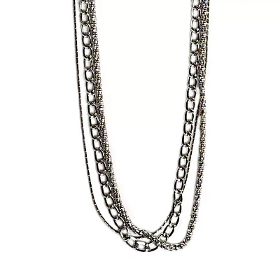 Multi-Pack Silvertone Snake and Oval Chain Necklaces - 3 Pack