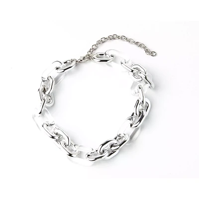 Silvertone Large Link Chain Choker Necklace