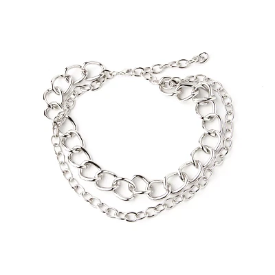 Silvertone Double Row Chunky Choker Necklace