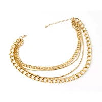 Goldtone Quadruple Row Simple Chain Choker Necklace
