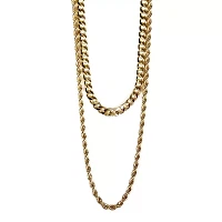 Multi-Pack Goldtone Curb Rope Chain Necklaces - 2 Pack