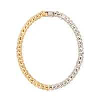 Mixed Silvertone and Goldtone Chain Choker Necklace