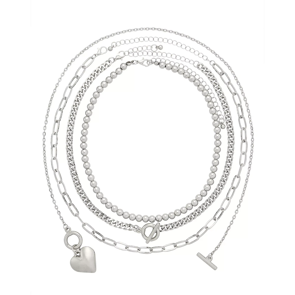 Multi-Pack Heart Chain Choker Necklaces - 4 Pack