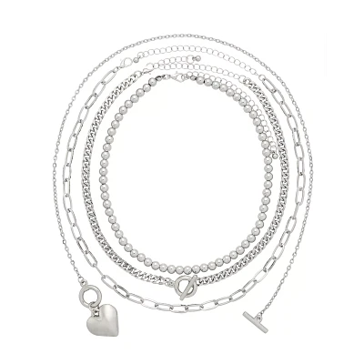 Multi-Pack Heart Chain Choker Necklaces - 4 Pack
