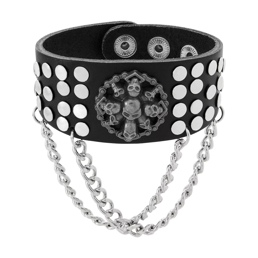 Skull Double Chain Cuff Bracelet