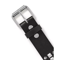Black and Silvertone Studded Grommet Belt