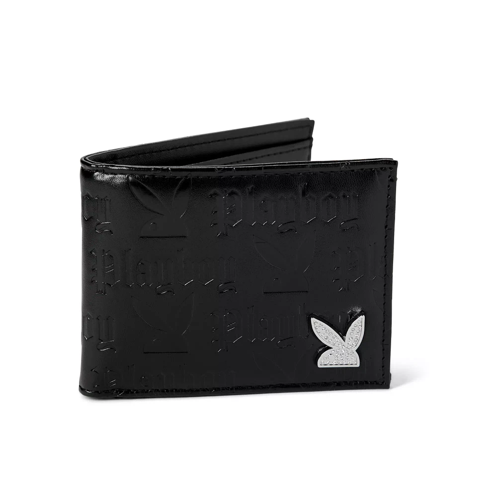 Black Debossed Playboy Bunny Bifold Wallet