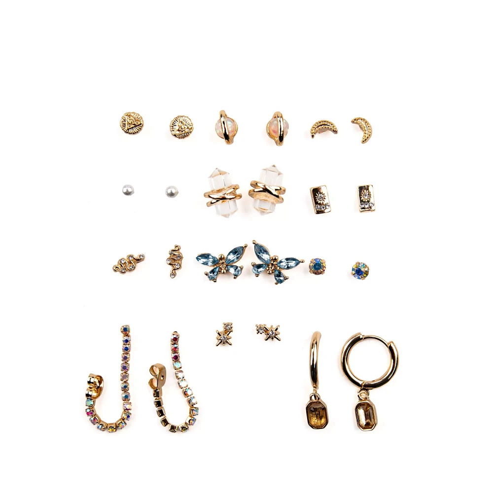Multi-Pack Stellar Energy Stud and Hoop Earrings - 12 Pack