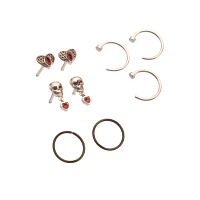 Multi-Pack CZ Skull Dangle Nose Pins and Hoop 9 Pack - 20 Gauge