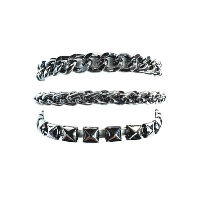 Multi-Pack Silvertone Chain Bracelets - 3 Pack