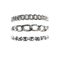 Multi-Pack Silvertone Curb Chain Link Bracelets - 3 Pack