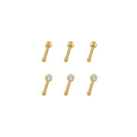 Multi-Pack Prong CZ 14K Gold-Plated Nose Pins - 6 Pack