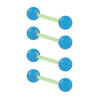 Multi-Pack Glow in the Dark Blue and Green Barbells 4 Pack - 14 Gauge