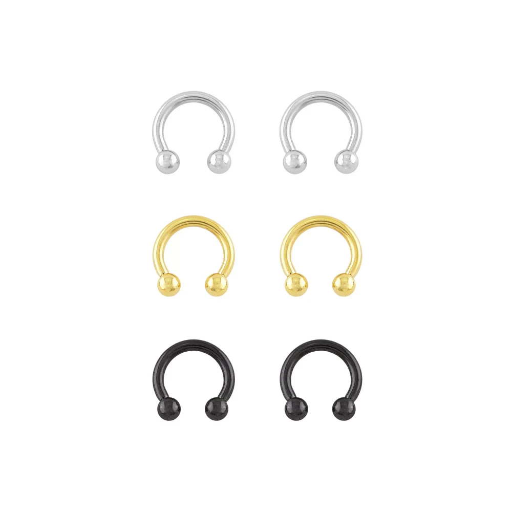 Multi-Pack Plated Horseshoe Rings - 3 Pair