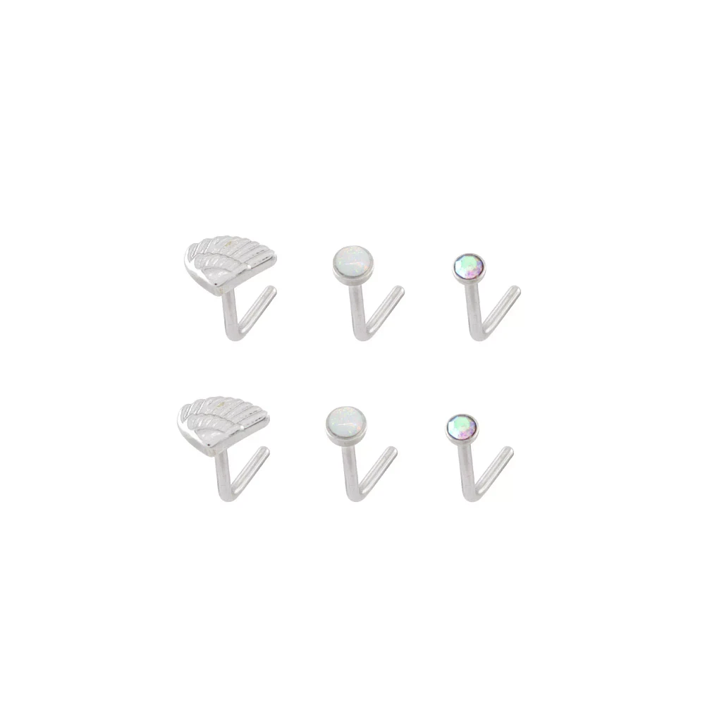 Multi-Pack CZ Wings L-Bend Nose Rings