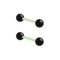 Glow in the Dark Black and Clear Bioflex Acrylic Barbells - 14 Gauge